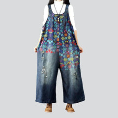 Painted women denim jumpsuit