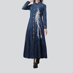 Painting embroidery denim dress