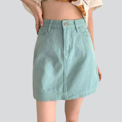 Pale blue mini denim skirt