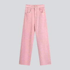 Pale pink straight women jeans