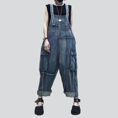 Patched cargo women jeans overall