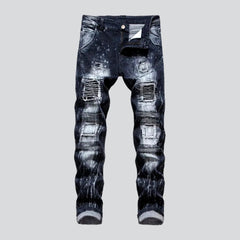 Patched jeans for young men