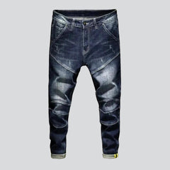 Patched knees men biker jeans