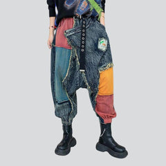 Patchwork women denim pants