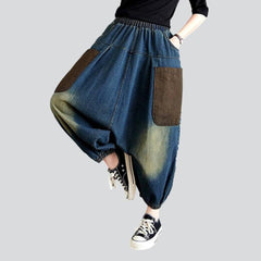 Patchwork women harem denim pants