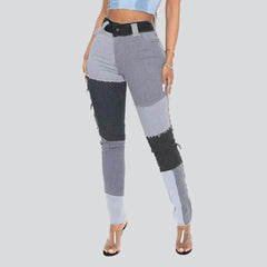 Patchwork Damen Skinny Jeans