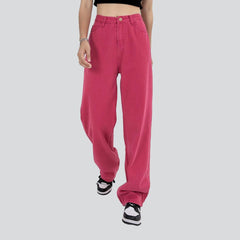 Pink baggy jeans for women