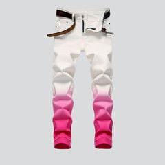 Pink contrast white men jeans