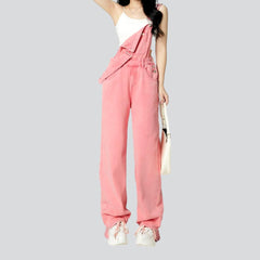 Pink denim jumpsuit for women