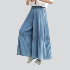 Pleated culottes women denim pants