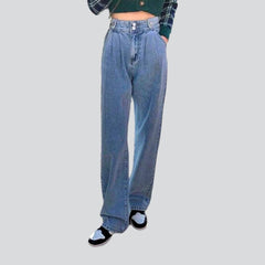 Pleated waistline street jeans