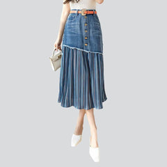 Pleated women denim skirt