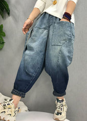 Plus Size Black Pockets Gradient color denim Pants