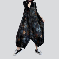 Printed baggy women denim jumpsuit