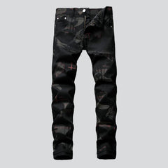 Printed black men jeans