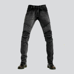 Protective grey men biker jeans