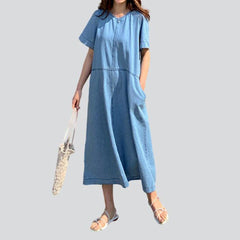 Pull on women casual denim dress