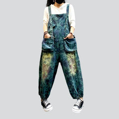 Punk-style women denim dungaree