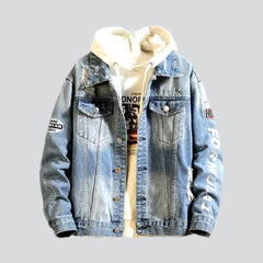 Racing denim jacket with patches