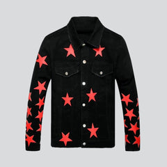 Red stars black denim jacket