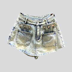 Retro layered denim skort