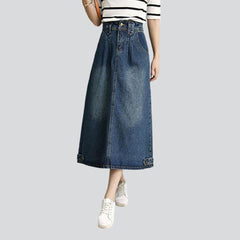 Retro women long denim skirt