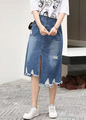 Retro Casual Large Elastic Waist 2021 New Denim Skirt