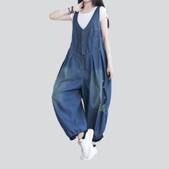 Ripped baggy women denim jumpsuit