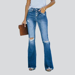 Zerrissene Bootcut-Jeans für Damen