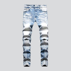 Ripped knees ornament men jeans