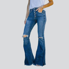 Zerrissene Damen Bootcut Jeans