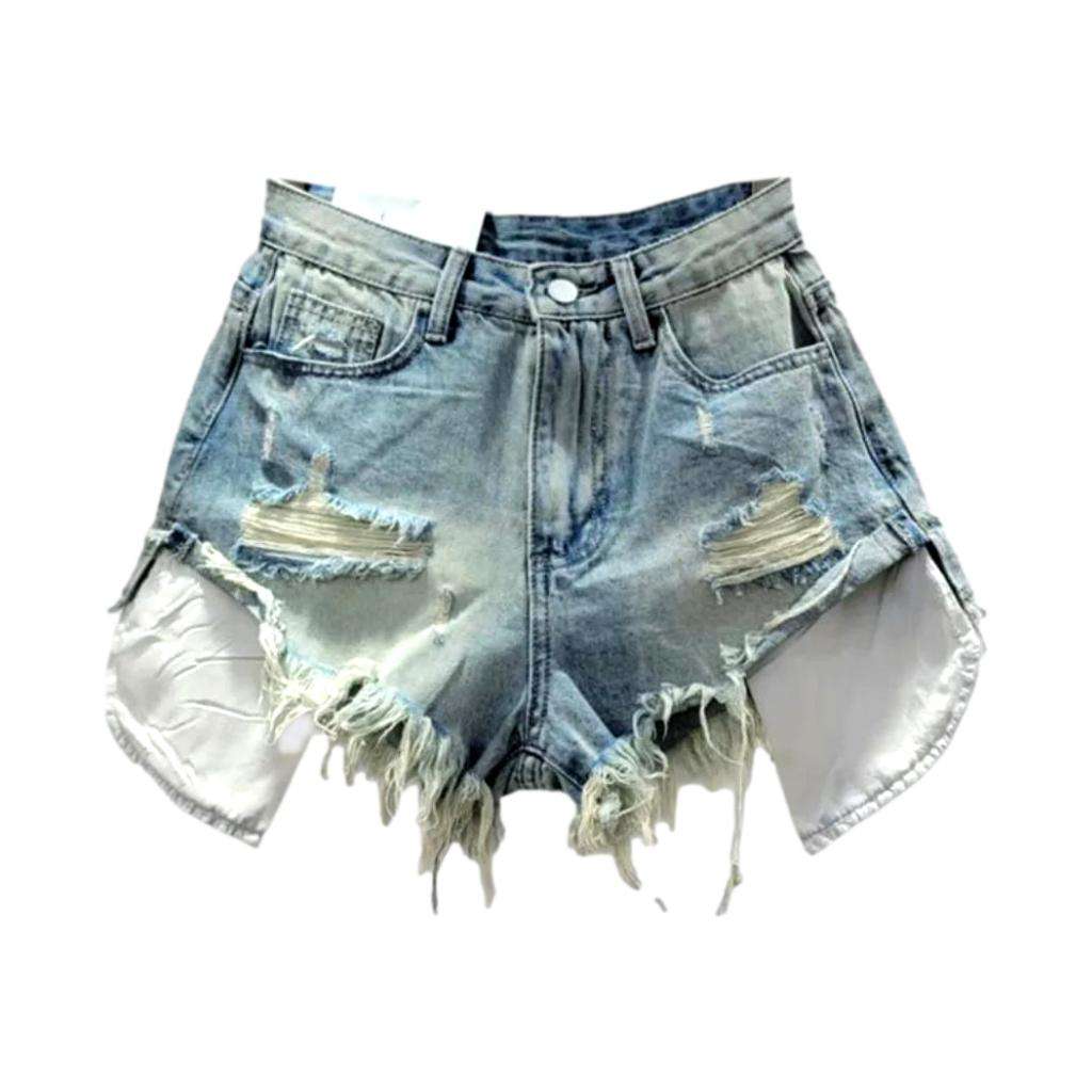 Distressed-Jeansshorts mit sichtbaren Taschen