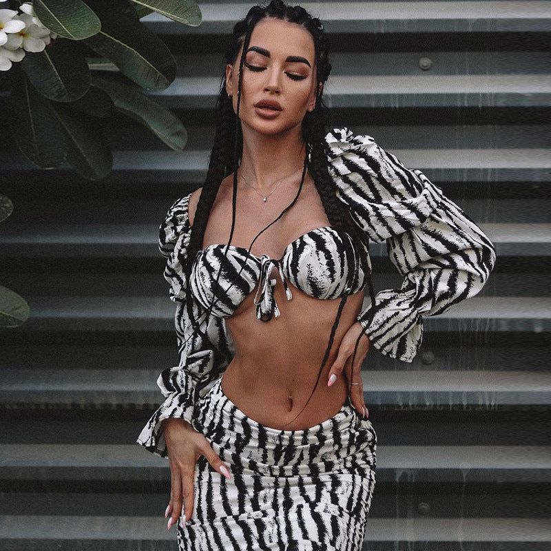 The Naked Zebra Tie Front Two Piece Set