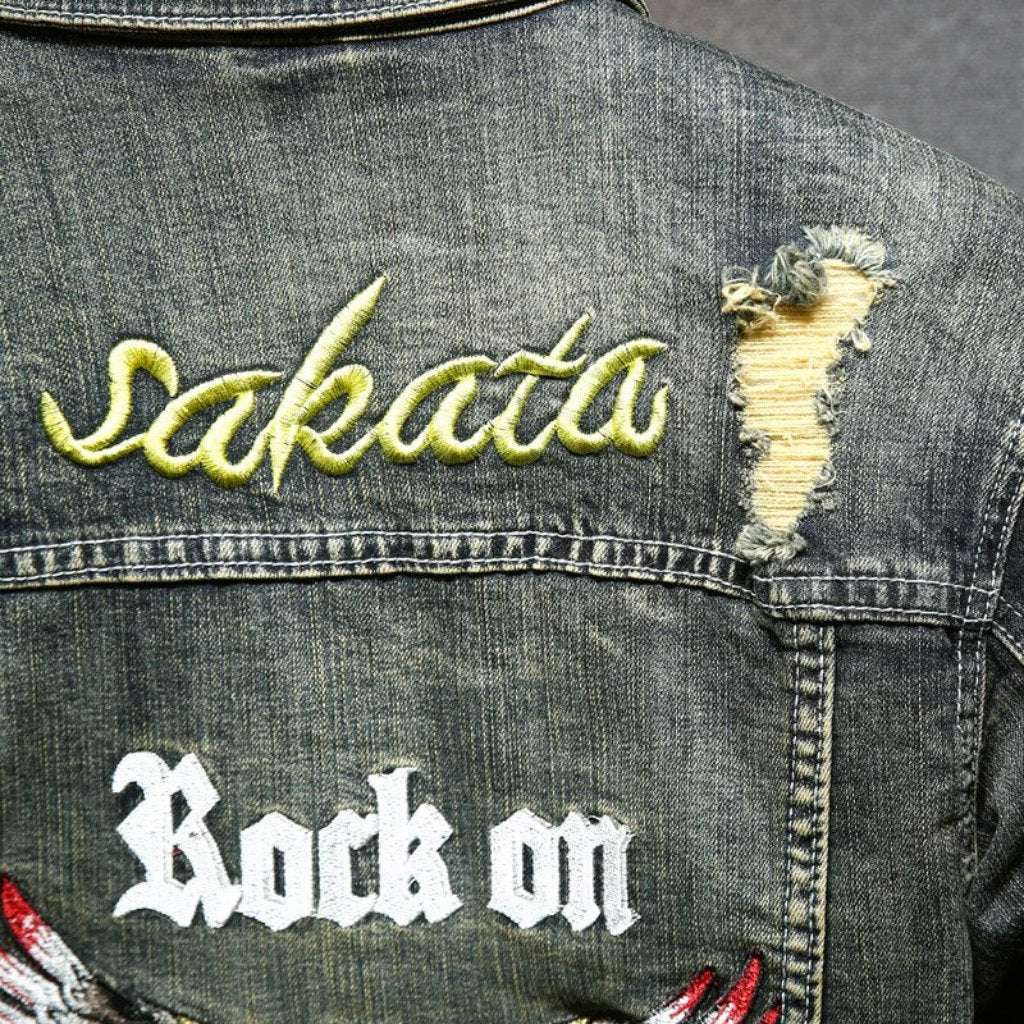 Eagle embroidered men denim jacket