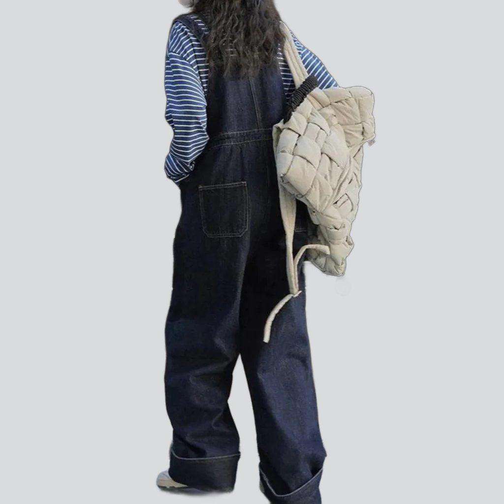 Baggy navy women denim dungaree