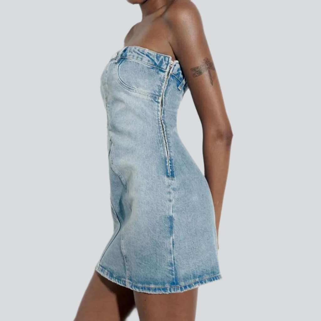 Light vintage strapless denim dress