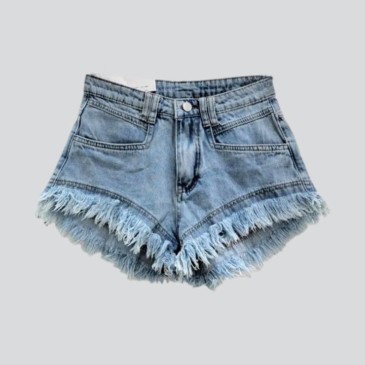 Einfarbige Distressed-Jeansshorts