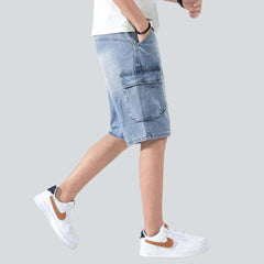 Light cargo men denim shorts