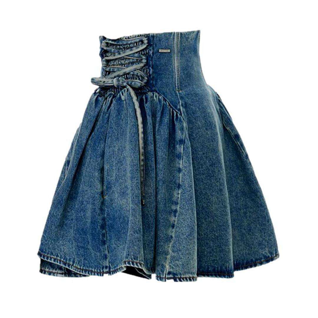 Fit & flare mini denim skirt