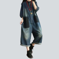 Black roomy pocket denim overall