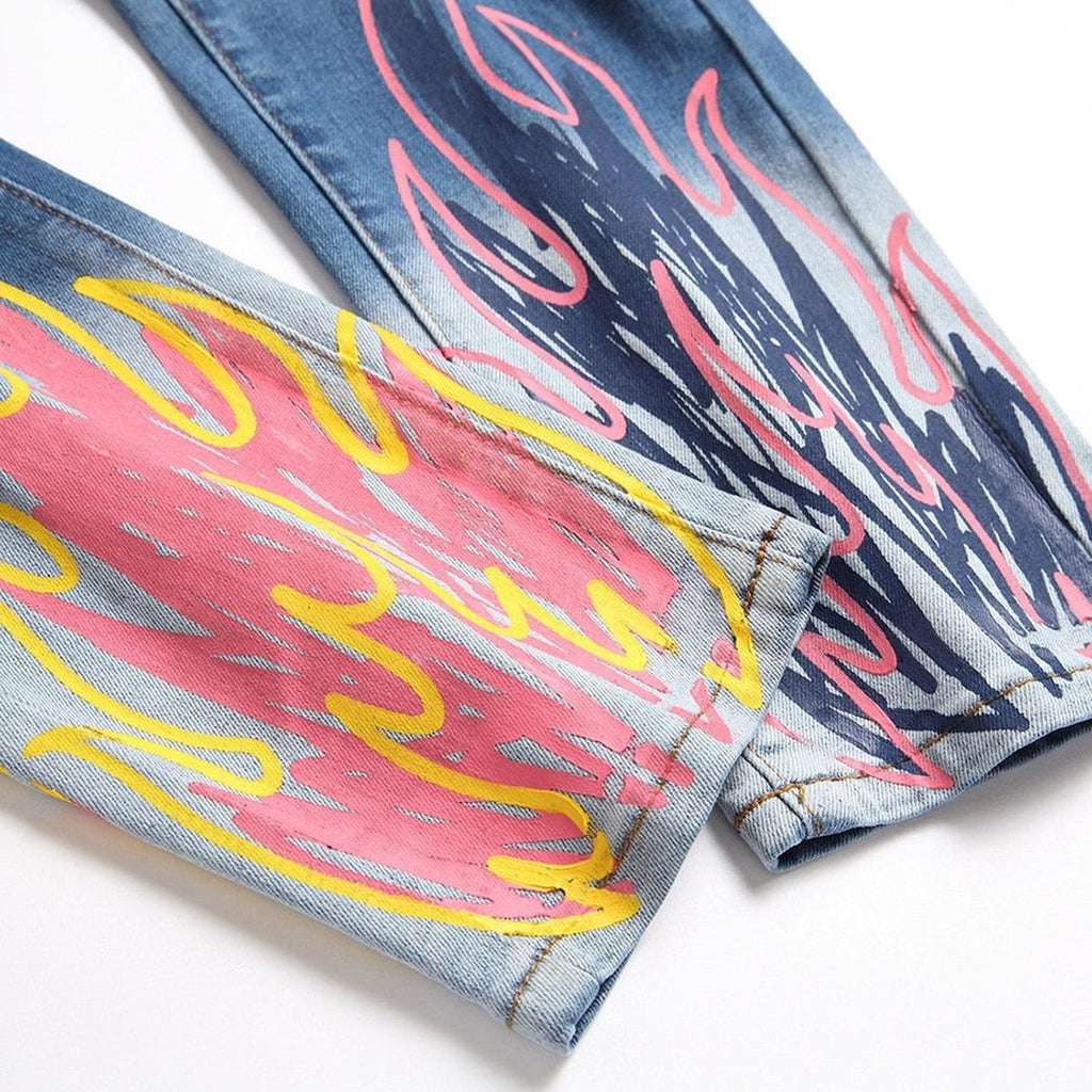 Graffiti-painted urban men jeans