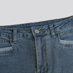 Patched hem straight women jeans