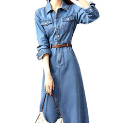 Medium wash monochrome denim dress