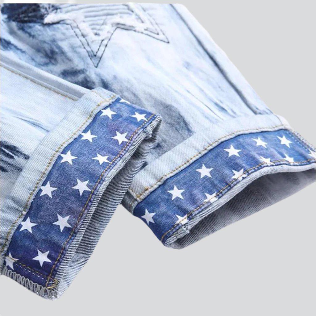 Tie-dyed star embroidery men jeans