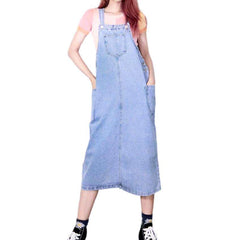 Long light wash denim dress