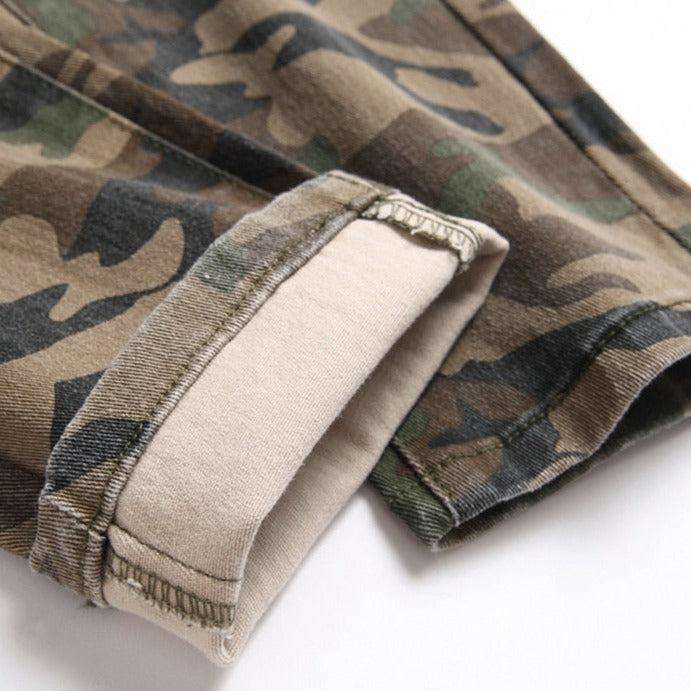 Camouflage print men denim pants