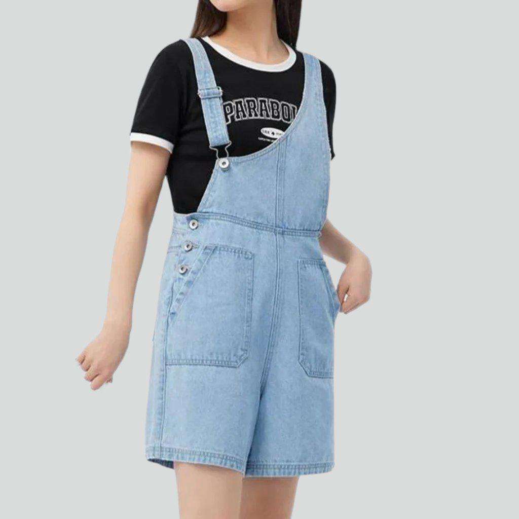 Asymmetric loose women denim romper