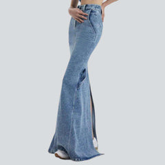 Back slit trumpet denim skirt