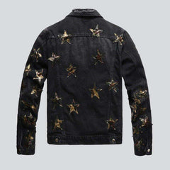 Camouflage stars black denim jacket