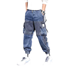 Two-color men denim pants